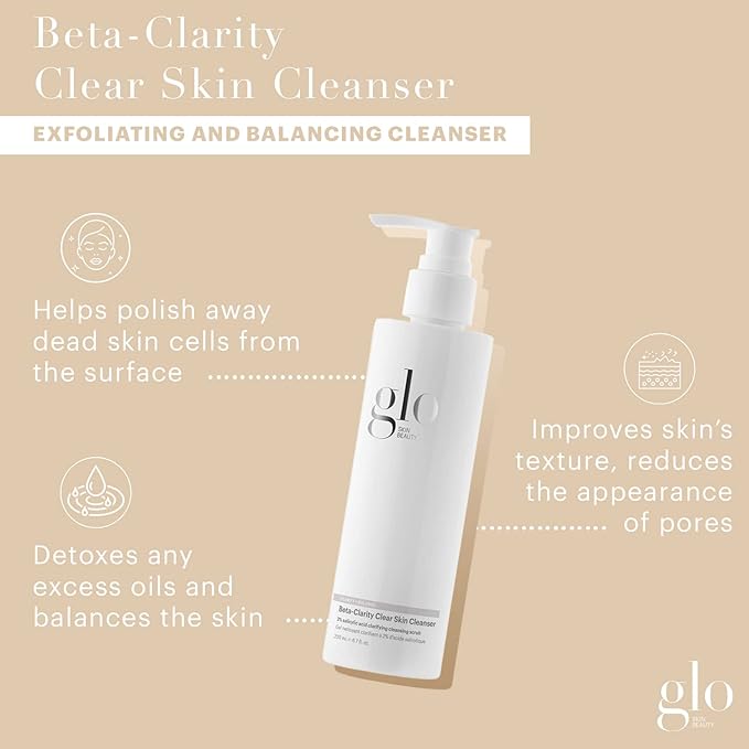 Glo Skin Beauty Beta-Clarity Clear Skin Cleanser - 2% Salicylic Acid Clarifying Face Cleanser Clears & Prevents Breakouts, Exfoliates with Scrubbing Beads