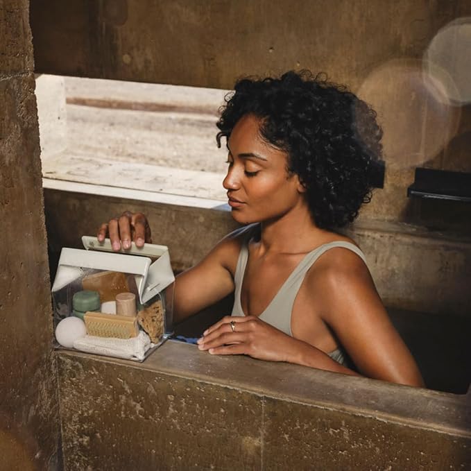 Cadence Parcel - Clear Dopp Kit with Magnetic Closure - Durable and Leak-Resistant Travel Toiletry Kit - Modular Design - Hygiene Bag for Travel Essentials - 2 Qt - Pebble