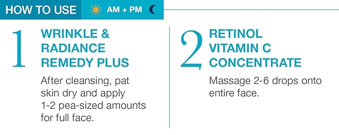 MD Complete Wrinkle Retinol Duo| Professional Dermatologist Skincare Includes Wrinkle & Radiance Remedy PLUS 1.0 fl oz and Retinol Vitamin C Concentrate with Retinol and Vitamin C 0.5 fl oz Set of Two