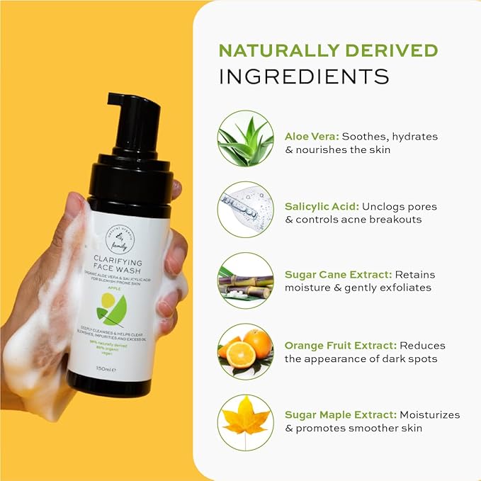 Clarifying Face Wash with Salicylic Acid - Facial Cleanser for Oily, Normal, and Combination Skin - Exfoliating, Pore Minimizing Formula for Teens