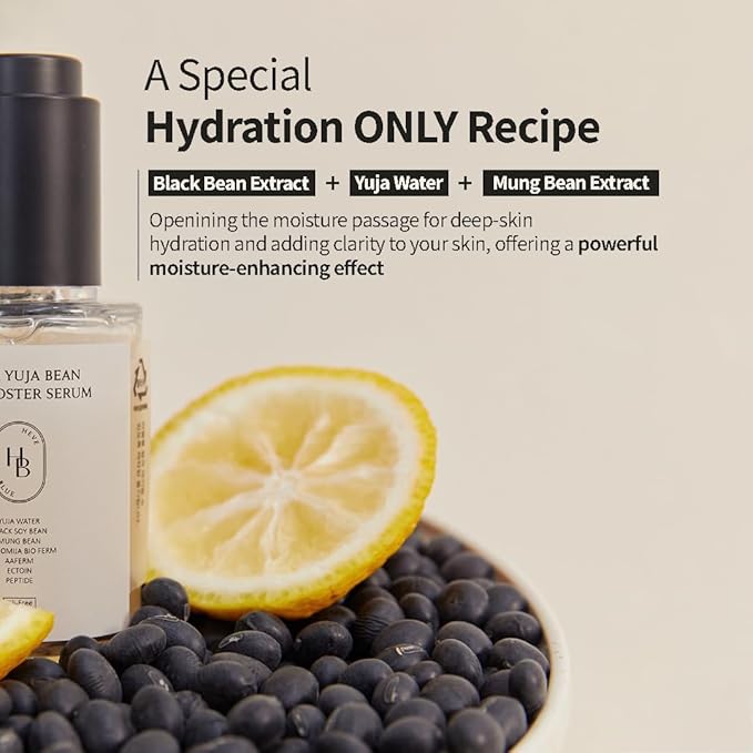 Black Yuja Bean Skin Booster Serum - Moisturizing, Sensitive Skin, Korean Skincare, Hypoallergenic, Deep Hydration, Vegan, Oil-free, Makeup Adherence, Inner Dryness, K-Beauty