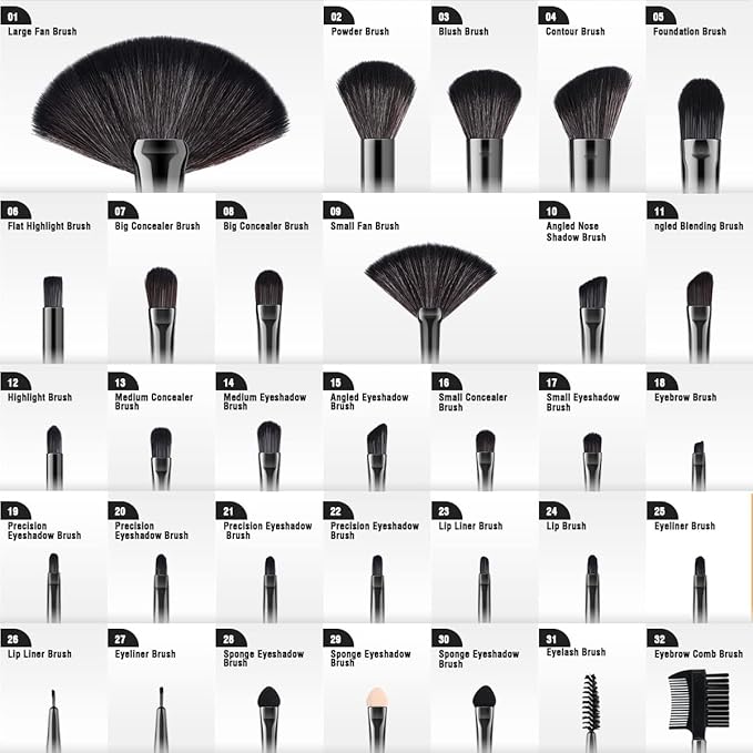 Make up Brushes, VANDER Professional 32pcs Makeup Brush Set, Makeup Brushes Set Foundation Blending Cosmetic Brush Set Kit,Black