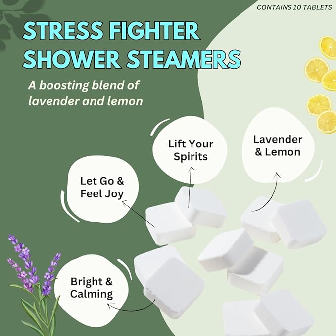 Stress Fighter Shower Steamers Aromatherapy with Essential Oils, Made in The USA Shower Bombs, Shower Bomb Aromatherapy, Relaxing Gifts for Women, Spa Day Gift, Mothers Day Gift
