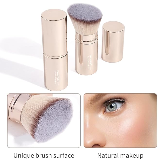 MAANGE 8 Pcs Makeup Brushes with Bag, Double-End Multi-functional Makeup Brushes for Blending Liquid Powder Concealer Cream Blush Buffe (Gold)