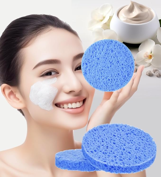 METUUTER 50 PCS Compressed Facial Sponges for Estheticians- 100% Natural Cellulose Face Sponge Professional Cosmetic Spa Sponges for Face Cleansing, Massage, Pore Exfoliating, Mask, Makeup Removal