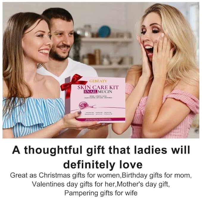 Skin Care Set for Women Teens,Snail Mucin Anti-aging Moisturize Repair Soothe Hydrate Facial Skin Care Routine Kit for Dull & All Skin,Travel Skincare Stocking Stuffers Christmas Gifts for Women