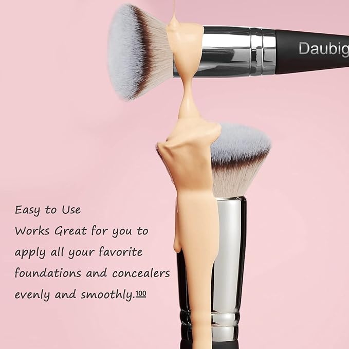 Daubigny Makeup Brushes Dual-ended Pro Foundation Brush Concealer Brush Perfect for Any Look Premium Hair Flat Top Flawless Brush Ideal for Liquid, Cream, Powder,Blending, Buffing,Concealer