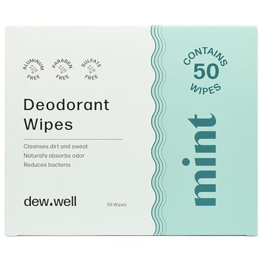50 Individually Wrapped Armpit Wipes, Deodorant Wipes, A Fresh Start When You’re On the Go, Aluminum, Paraben, and Sulfate Free, Mint Scent