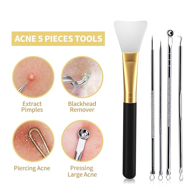 Blackhead Remover Mask, 24K Gold Peel Off Mask, Gold Facial Mask Anti-Aging, Deep Cleansing, Reduces Fine Lines＆ Wrinkles Great for All Skin, With Blackhead Remover Extractor Tools Kit & Mask Brush