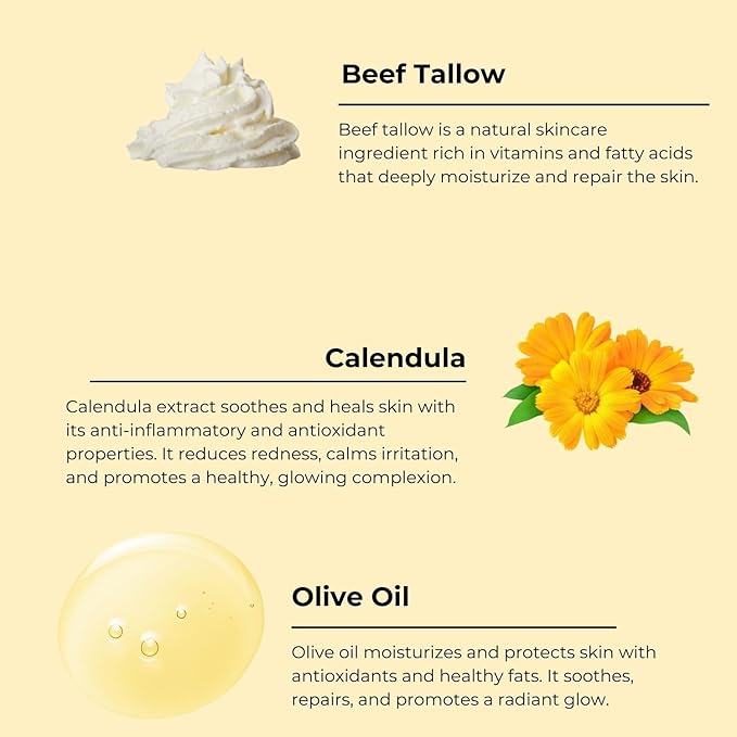 Gle Skincare Beef Tallow Face & Body Moisturizer with Manuka Honey – 100% Natural Hydrating Cream for Dry, Sensitive & Mature Skin – Grass-Fed Tallow Balm for Deep Nourishment & Skin Repair