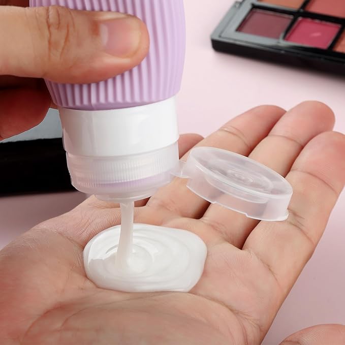 Travel Bottles for Toiletries, Tsa Approved 2oz Travel Bottles, BPA Free Leak Proof Travel Size Toiletry Containers, Refillable Travel Accessories with Toiletry Bag for Shampoo Liquid (4 Pack)