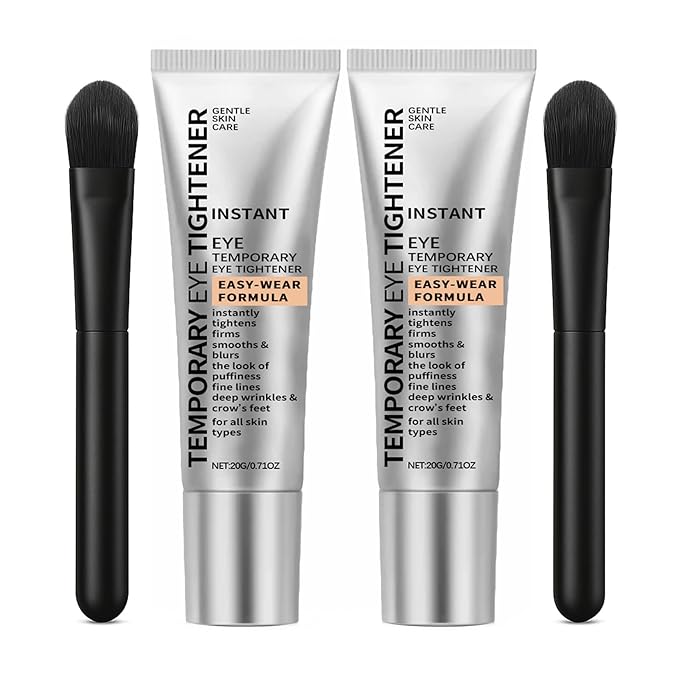 Perfection Eye Tightener Cream 2PCS with 2 Brushes – Instant Firming Lotion for Puffiness, Fine Lines & Wrinkles, Lightweight Easy-Wear Formula, Gentle Skin Care for All Skin Types