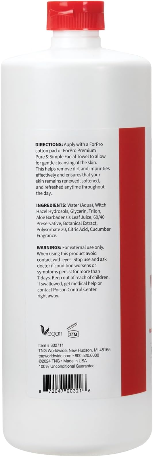 ForPro Premium Witch Hazel Toner, Alcohol-Free, Naturally Soothe, Tone & Hydrate Skin, Vegan, Cucumber Scent, 32 Fl Oz