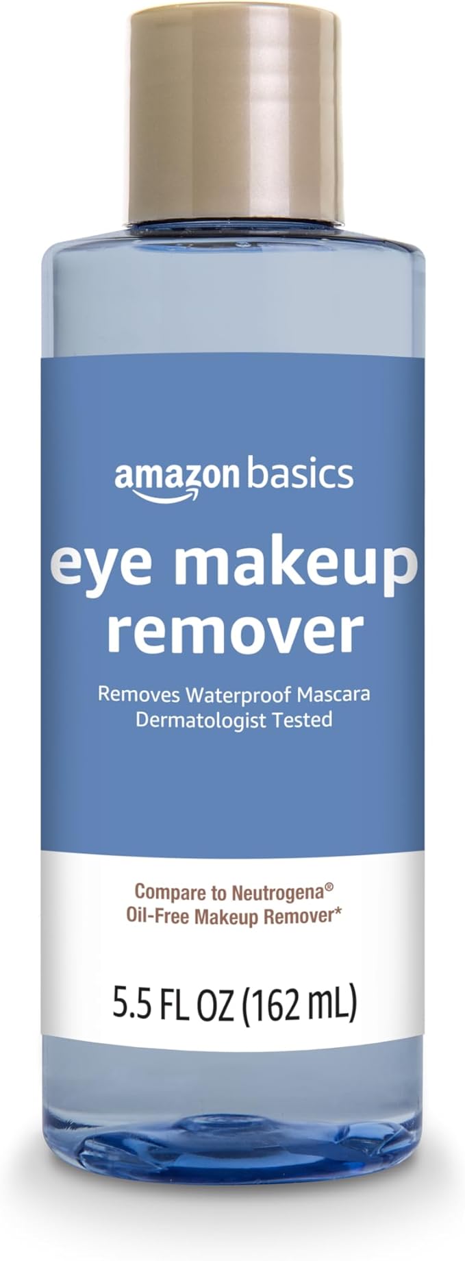 Amazon Basics Eye Makeup Remover, Removes Waterproof Mascara, Dermatologist Tested, Fragrance Free, 5.5 Fl Oz (Pack of 1)
