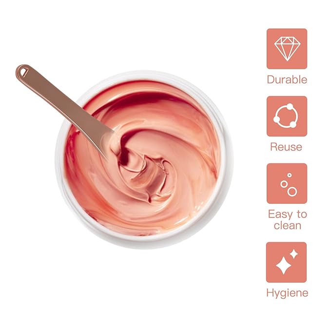 Tekson 6 Pieces Metal Cosmetic Skincare Spatula, Mini Mask facial Reusable Scoop, Makeup Beauty Spoons for Cream, Lotions, Moisturizers(Brown)