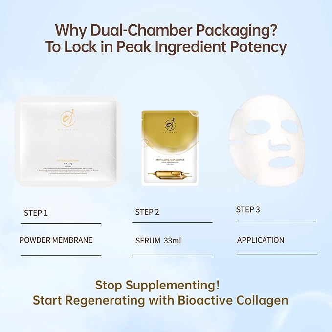 Bioactive Collagen Face Mask,Separated Serum Gel 33ml And Powder Membrane, Real Deap Skin Care Beauty SPA,Hydrating,Repairing,Brightening,Revitalizing, Anti-Aging (10 pairs)