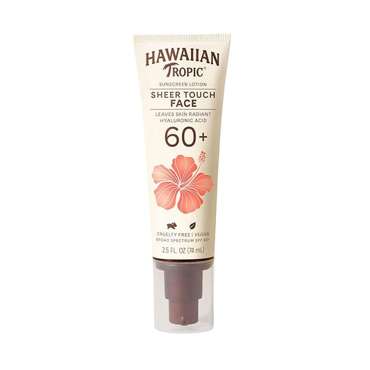 Hawaiian Tropic Sheer Touch Face Sunscreen Lotion SPF 60, 2.5oz | Travel Size Sunscreen for Face, Sunblock Lotion, 2.5oz