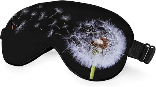 Dandelion Eye Mask Sleeping Mask Fluffy Flowers Plant Black Sleep Masks Silky Soft Eye Cover for Women Men Shading Blindfold for Air Travel Sleeping