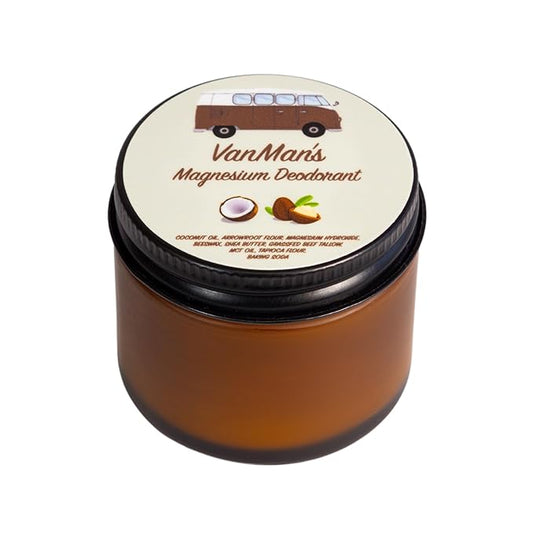 VanMan Coconut & Magnesium Deodorant Jar - Natural Aluminum Free Deodorant for Women & Men - Effective Odor Control for Delicate Skin - With Tallow, Shea Butter & Coconut Oil - 2.8 oz Unscented