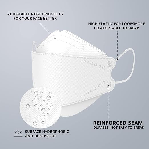 LEVENIS Face Masks 50 Pack, Breathable Comfortable and Disposable Mask, White