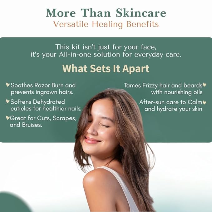 Skin Care Set | Organic Skincare Kit with 4 oz Cleanser, 2 oz Toner & 2 oz Renew Moisturizer | Natural Beauty Gift Set for Nourished, Radiant & Healthy Skin