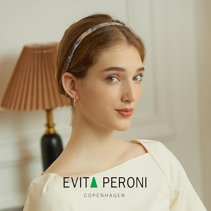EVITA PERONI Hair Band, Acetate Resin Hairband for Women's Hair, Designed for Eyewear, No Pressure, No Headache, Comfortable Headbands for Women, Fashion Thin Headbands Non Slip, Tan, 1 Count