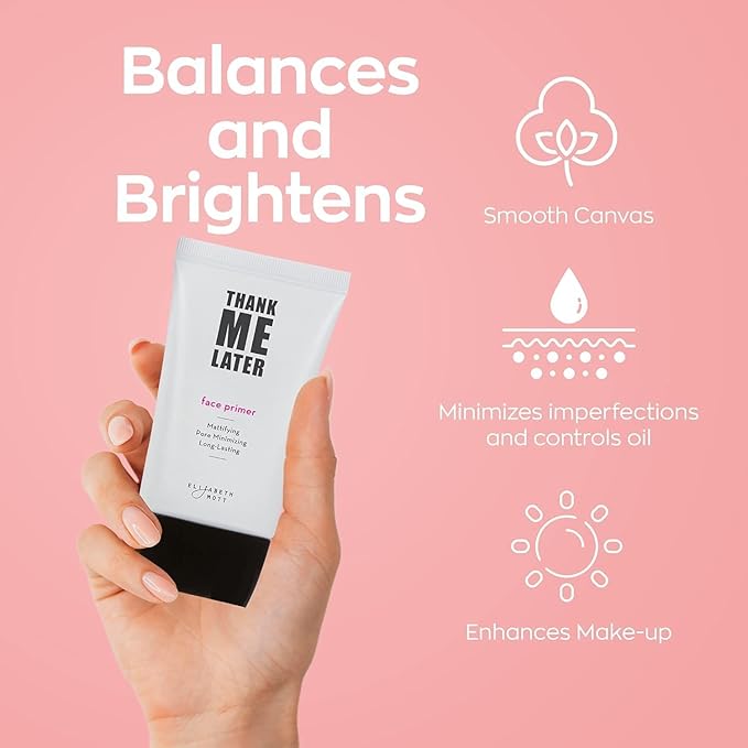 Elizabeth Mott Thank Me Later Face & Eye Primer – Long-Lasting Matte Makeup Base, Pore Minimizer, Oil & Shine Control, Wrinkle Blurring, Crease Prevention, Smooth Finish for All-Day Wear – 10g & 30g