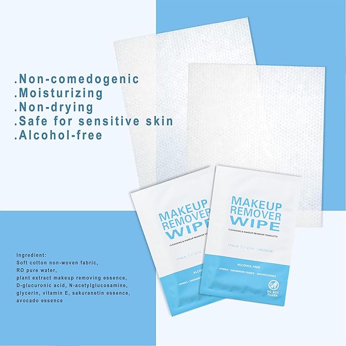 Makeup Remover Wet Wipes Individually Wrapped, 200 Pack Individual Wet Wipes, Clean Face Quickly, Wet Wipes Bulk for Makeup, Perfect for Travel, Hotel, Large Parties