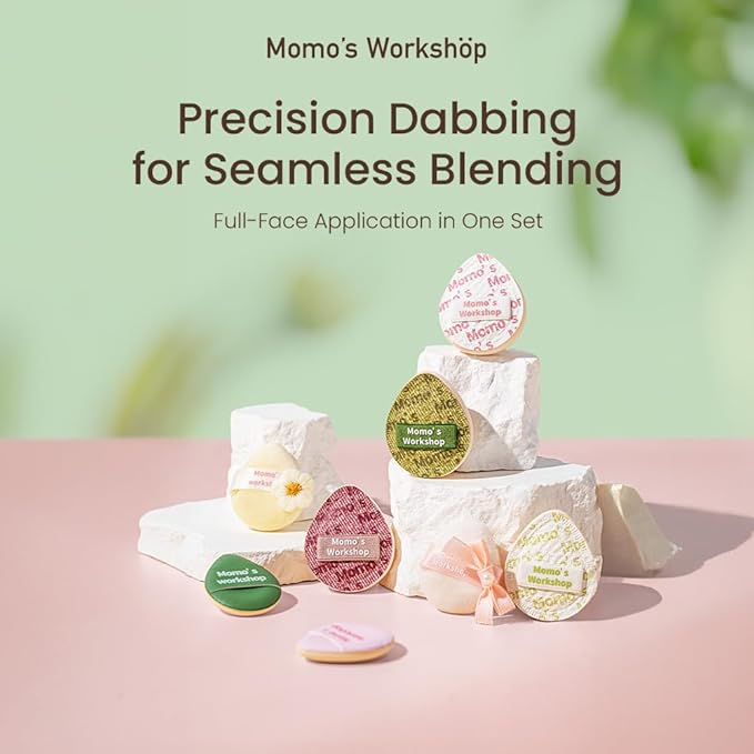 Mini Denim Makeup Sponge Set,Mini Makeup Blenders Sponge for Concealer/Blush/Highlighter, Perfect for Detail Work & Travel,4pcs Pink Mini Concealer Puffs with Travel Pouch