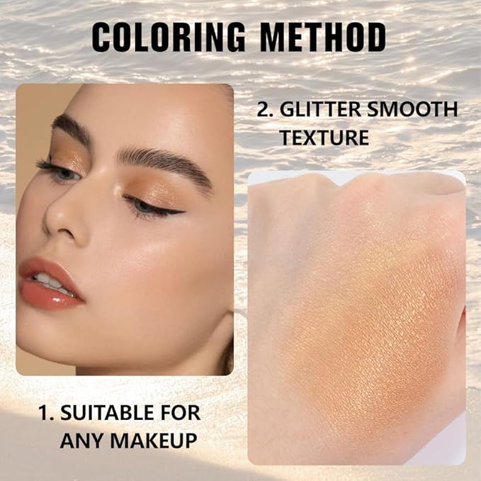 Golden Brown Glitter Single Eyeshadow – Neutral Shimmer Eye Shadow, Daily Waterproof Long-Lasting Eyeshadow Powder Palette for Women Eye Makeup sombras para ojos (06)