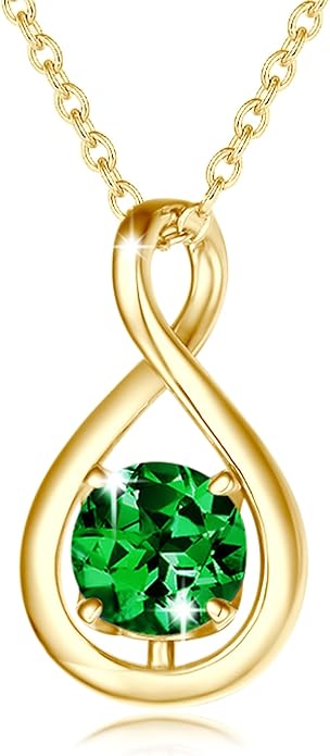 FANCIME Birthstone Necklaces for Women Fine Jewelry Sterling Silver Dainty Infinity Pendant Anniversary Birthday Christmas Gifts for Her Wife Mom Lady Daughter, Chain 16"+2" Extend