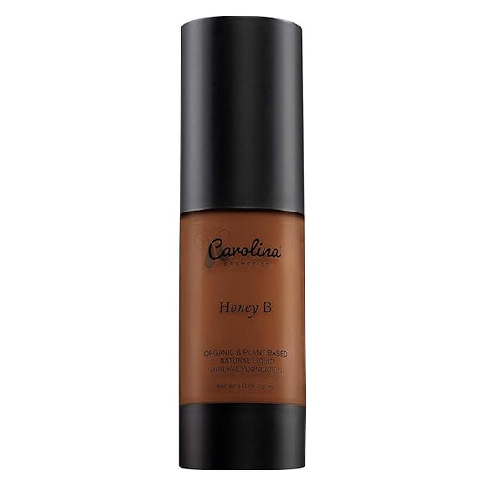 Foundation in Honey B Shade Plant-Based - Hydrating, Pore-Minimizing & Buildable Coverage - Vegan, Non-GMO, Paraben-Free - 1oz