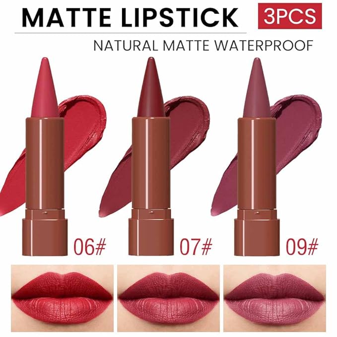3Pcs Nude Lipstick Lip Liner Matte Sets,Light to Dark High Pigmented Velvet Lipstick Lipliner for Daily Makeup,for Women Long Lasting Waterproof 24 Hours Lip Stick Lip Stain Makeup Gift Sets