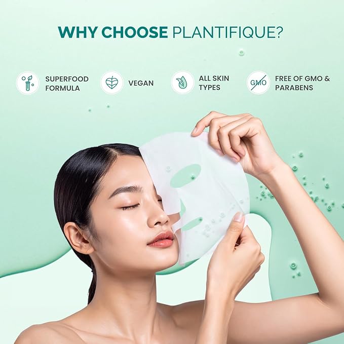 PLANTIFIQUE Facial Sheet Mask Hydration Heaven 5 pack – Aloe Vera & Hyaluronic Acid Hydrating & Refreshing Face Masks – Korean Skincare for Dry or Tired Skin