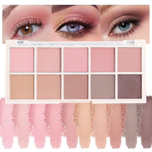 Ten Color Pink Brown Series Matte Eyeshadow Makeup Palette, High-Pigment Eye Shadow, Smooth & Blendable, Everyday Velvety Matte Finish Eye Makeup Looks Box, Vegan & Cruelty-Free, 0.35 Oz 04#