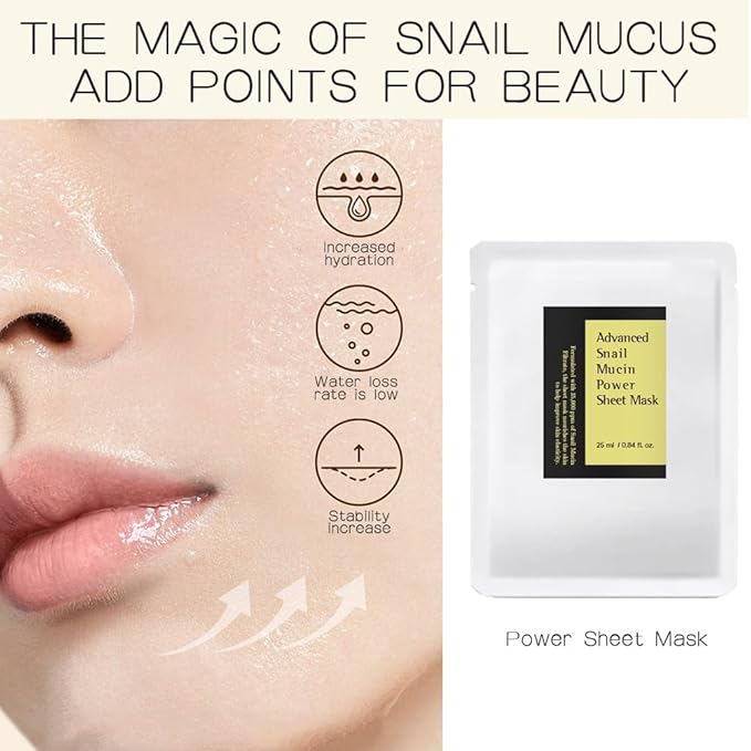 $1.79 Each - Snail Mucin Face Masks 12 Pack Korean Skincare - Deep Moisturizing Sheet Masks for Dry Sensitive Skin - Hydrating Face Mask No Parabens Sulfates - Cruelty Free Never Tested Animals