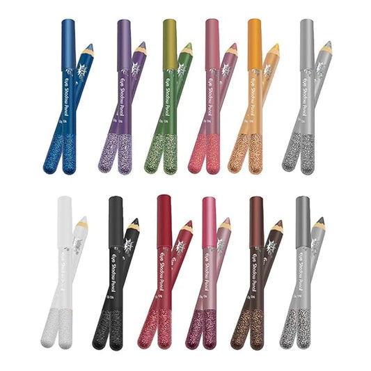 Jumbo Glitter Eyeshadow Stick Set, 12 Shades Blendable Shimmer Eye Pencils