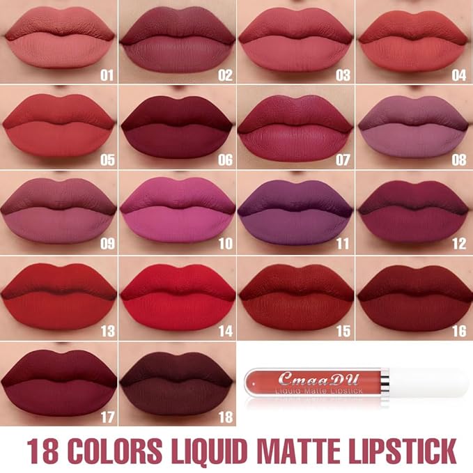evpct 1Pcs Rose Red Liquid Matte Lipstick Lipgloss Set for Women, labiales mate 24 horas originales matte larga duracion 24 Hour Lipstick Lip Stains Long Lasting Waterproof 24, 07#