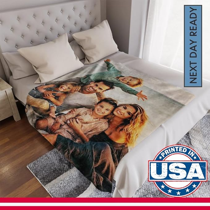 Ships Next Day, Personalized Photo Blankets for Girlfriend Gifts Mom Gifts, Custom Wife Blankets with Picture Flannel Throw Blanket for Boyfriend Couples Gifts