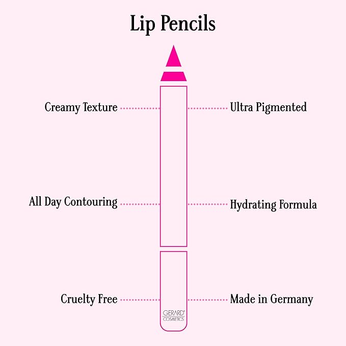 Gerard Cosmetics Lip Pencil (Melrose Place), Ultra Pigmented Matte Rosy Brown Lip Liner, Long Lasting, Hydrating Creamy Formula, Cruelty Free