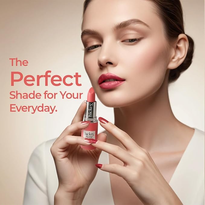 Hickey Lipstick for Women, Organic Beach Babe Coral Lipstick Refill - Hydrating & Moisturizing Long Lasting Lipstick - Vegan & Gluten-Free with Velvet Finish - Highly Pigmented, Smooth & Creamy Makeup