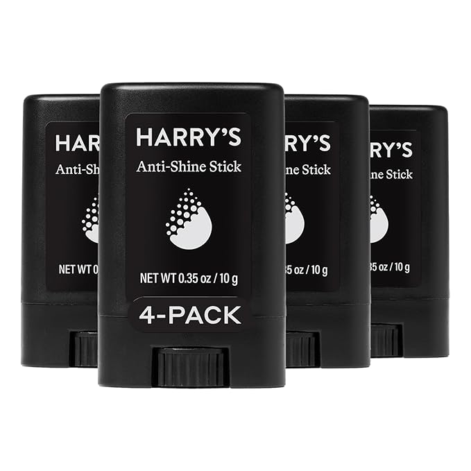 Harry's Anti-Shine Stick for Oily Skin - (4 Pack) 0.35 oz - Controls and Absorbs Oil for Matte Finish - Facial Skin Care for Men
