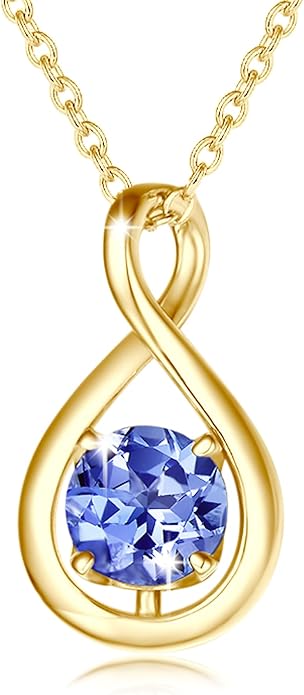 FANCIME Birthstone Necklaces for Women Fine Jewelry Sterling Silver Dainty Infinity Pendant Anniversary Birthday Christmas Gifts for Her Wife Mom Lady Daughter, Chain 16"+2" Extend