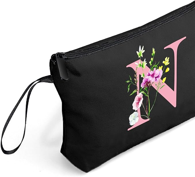 SEAMOON Bride to be Birthday Womens Unique Initial Monogram Gifts for Women Mom Personalized Travel Makeup Cosmetic Bag with Mirror Valentines Mothers Day Christmas Graduation N