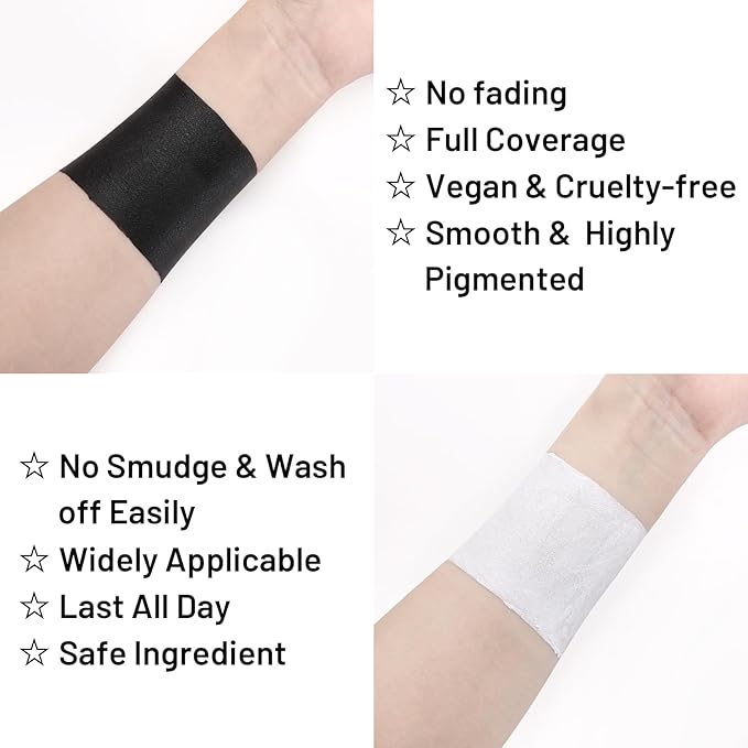 BADCOLOR Black White Face Body Paint Stick Eye Black for Adults Children Softball Football Baseball Sports, Non-Toxic Hypoallergenic for Halloween SFX Makeup Cosplay Joker Costume Parties