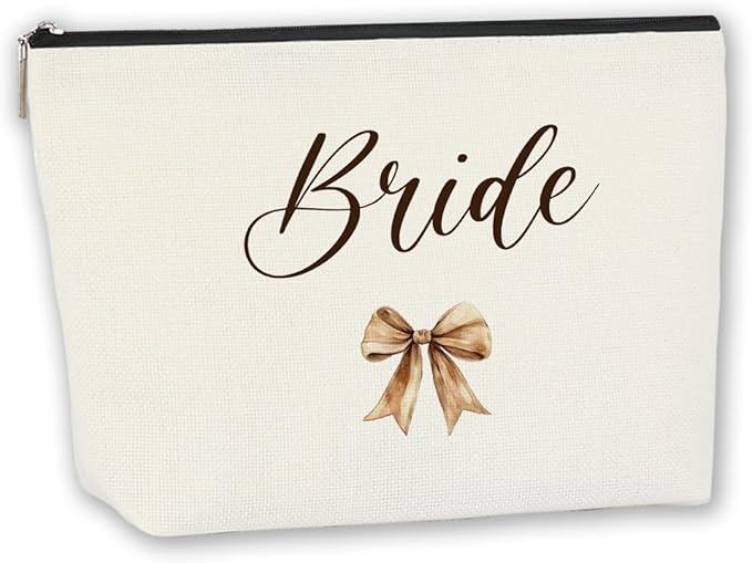 Elegant Wedding Makeup Bag - Bride Gift Set, Bridal Shower Present for Her, Bachelorette Party Keepsake - Cosmetic Organizer Ladies Friend Fiance