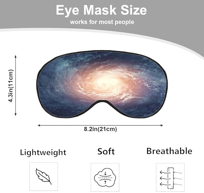 Space Galaxy Sleep Eye Cover Universe Beautiful Shining Star Silk Eye Mask for Sleeping with Adjustable Strap for Travel Nap Shift Work Office