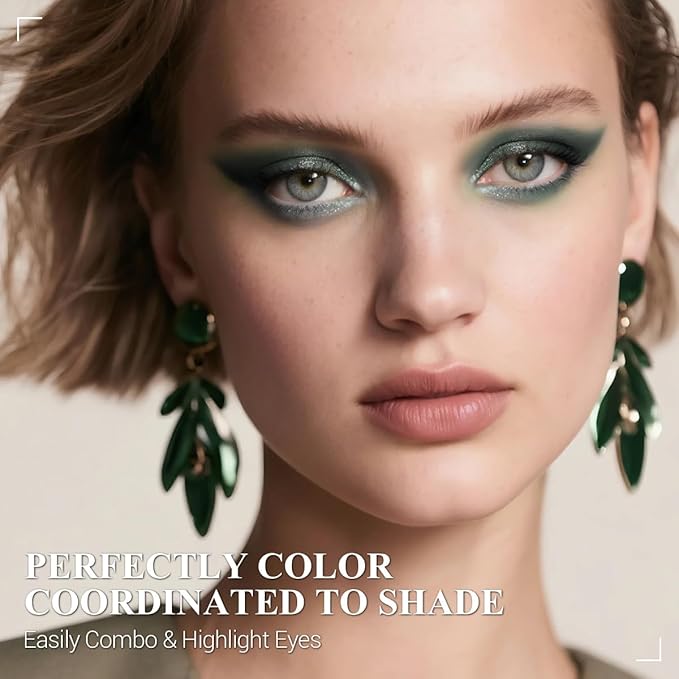 6PCS Green Eyeshadow Stick Makeup Sets, Crease-Proof Cream Shadow Pen,Metallic And Matte Shimmer Eye Shadow Pencil Crayon, A03-Smoky Green