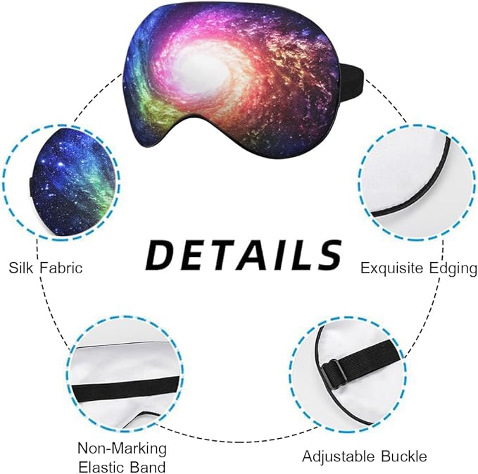 Starry Sky Silk Sleep Mask Mysterious Interstellar Universe Shining Soft Eye Shade Cover for Men Women Boy Girl Airplane Travel with Elastic Strap