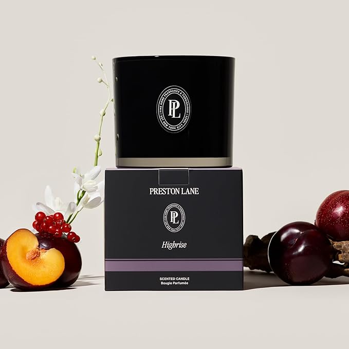 Preston Lane The Deluxe 3-Wick Candle, Scented Candle with Vegan, Soy Wax Blend, Highrise, 24 Oz
